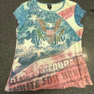 Ladies Susie in the City Novelty Tee size L red-white-blue